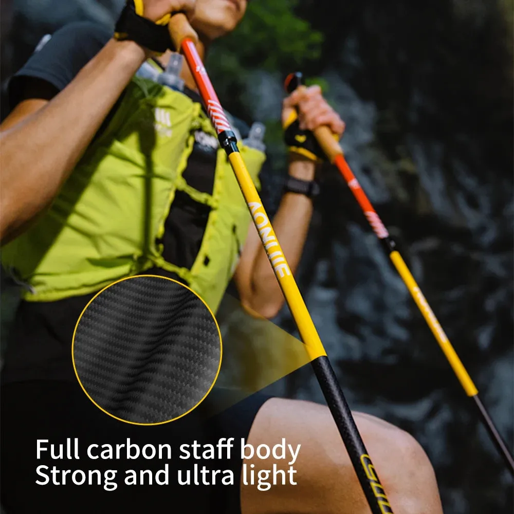 AONIJIE 2-Pack Carbon Fiber Trekking Poles – Quick-Lock & Ultralight for Hiking/Mountaineering-E4212