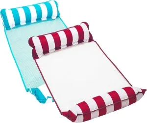 Aqua Monterey Hammock Pool Float - Two Pack - One Light Blue & One Burgundy/White Stripe, 2-Pack