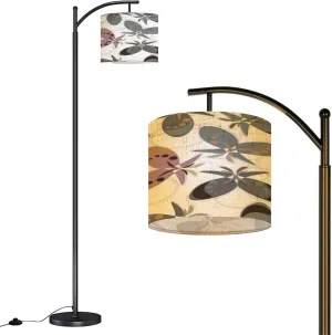 Arc Floor Lamps Bright Fantasy Purple Seamless Pattern Light Multi Colored Butterflies Modern LED Adjustable Lampshade Standing Light for Living Room Reading Bedroom Office