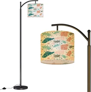 Arc Floor Lamps Colorful terrazzo Pattern Design Modern LED Adjustable Lampshade Standing Light for Living Room Reading Bedroom Office