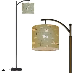 Arc Floor Lamps Seamless children s design Creative Scandinavian children s textures Modern LED Adjustable Lampshade Standing Light for Living Room Reading Bedroom Office