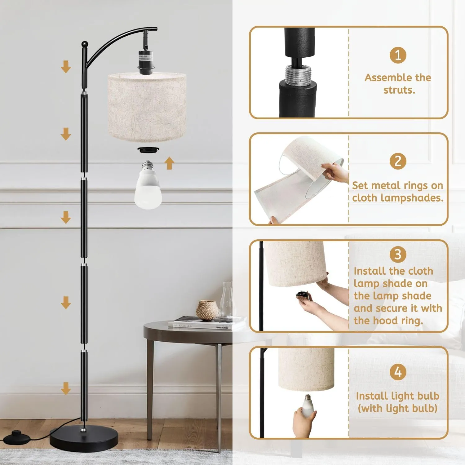 Arc Floor Lamps Topo map Seamless Wave Topography map Pattern Camping Grid Cartography Modern LED Adjustable Lampshade Standing Light for Living Room Reading Bedroom Office