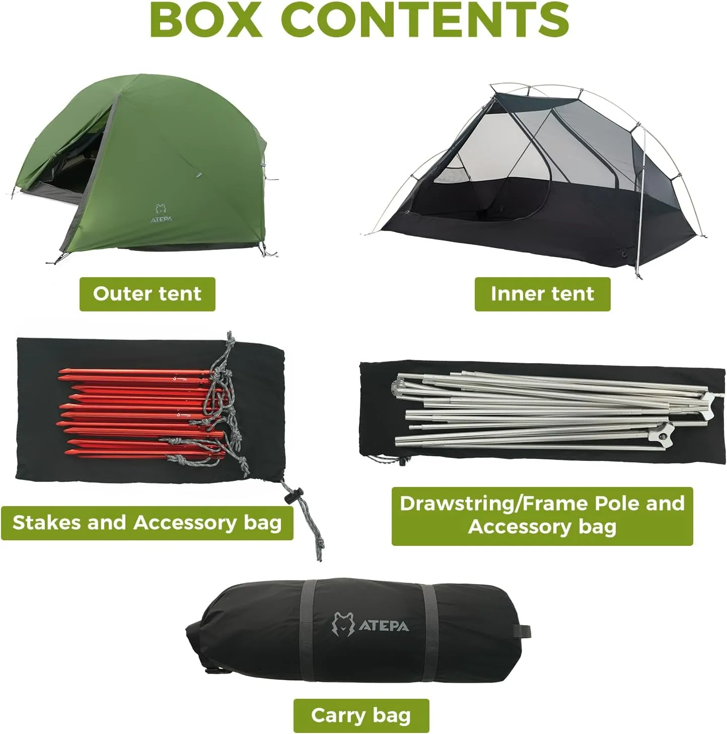 ATEPA Ultralight Backpacking Tent, 2 Person 1 Person Nylon Lightweight 4000MM  Waterproof Windproof Portable Tent with Aluminum Frame & Rainfly for Backpacking Hiking Camping Motorcycle, 4 Season
