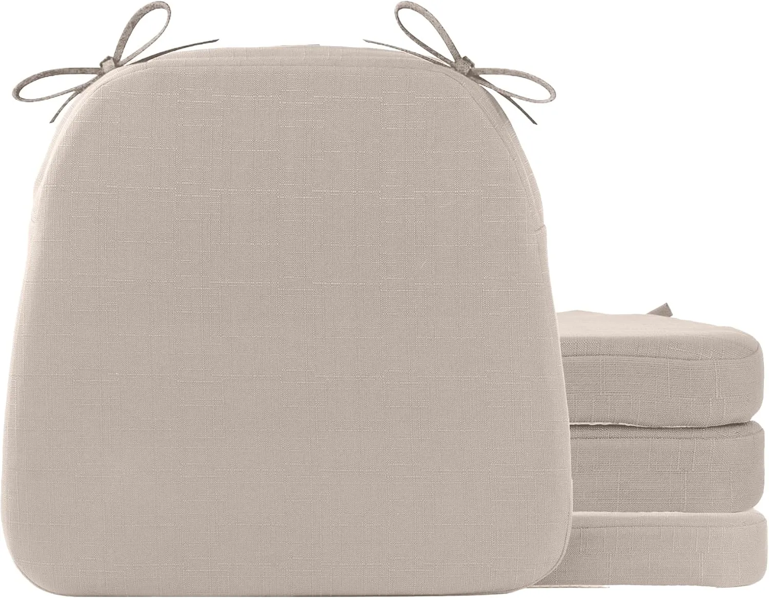 Battilo Chair Cushions for Dining Chairs with Ties, Kitchen Chair Pad with Non-Slip Backing and Removable Cover, Indoor/Outdoor Dining Seat Cushion, 16"x16"x2", Set of 4, Beige