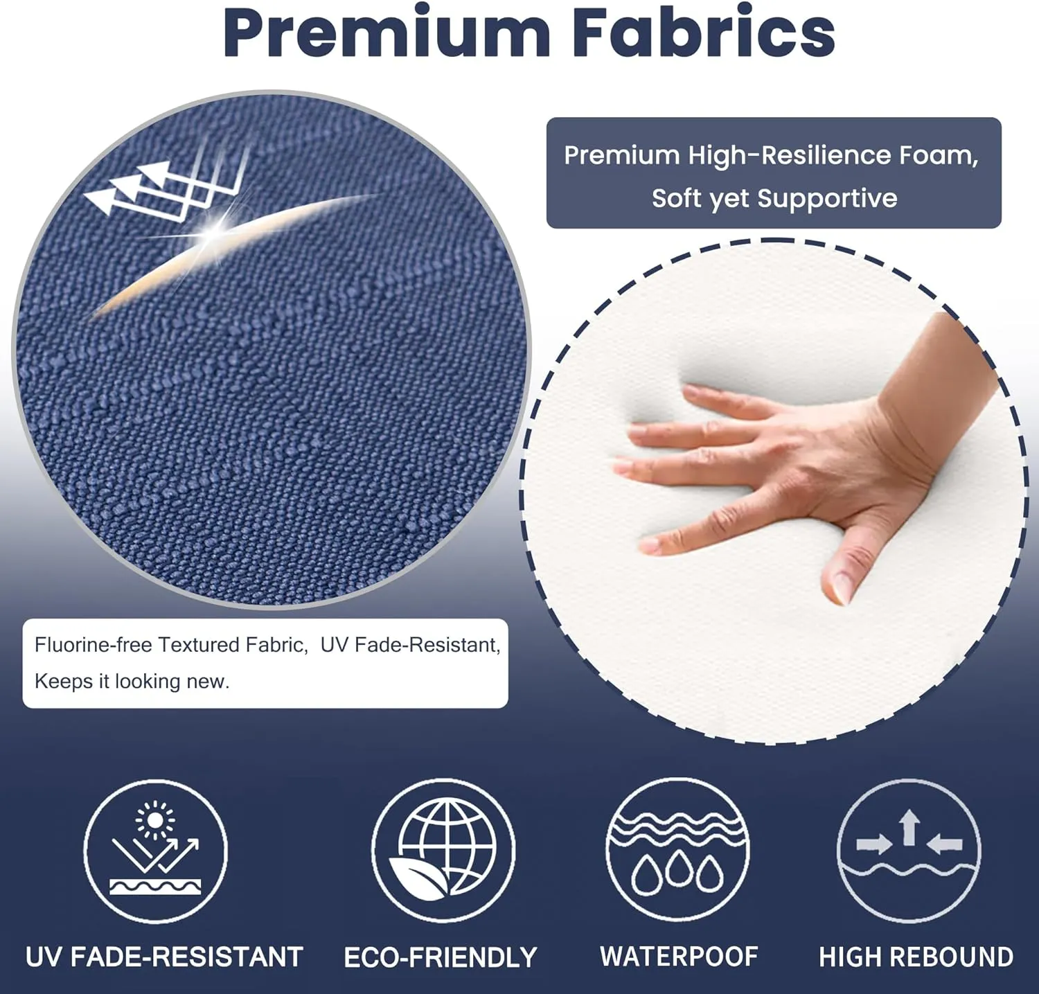 Battilo Chair Cushions for Dining Chairs with Ties, Kitchen Chair Pad with Non-Slip Backing and Removable Cover, Indoor/Outdoor Dining Seat Cushion, 16"x16"x2", Set of 4, Navy