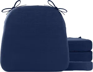 Battilo Chair Cushions for Dining Chairs with Ties, Kitchen Chair Pad with Non-Slip Backing and Removable Cover, Indoor/Outdoor Dining Seat Cushion, 16"x16"x2", Set of 4, Navy