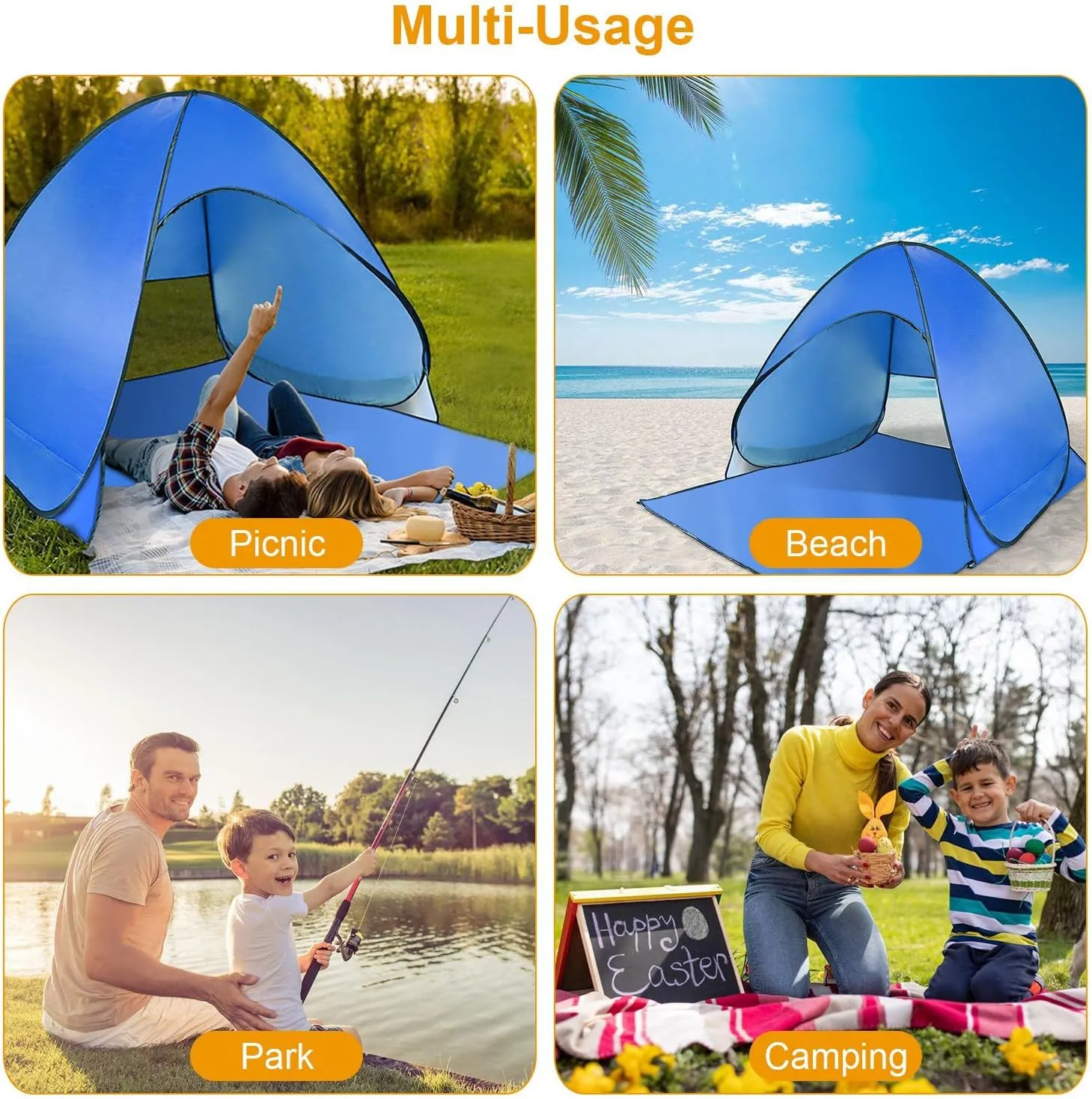 Beach Tent Pop Up Beach Tent Sun Shade Shelter Anti-UV Automatic Waterproof Tent Canopy for 2-3 Person w/Net Window Storage Bag for Outdoor Beach Camping Fishing Park