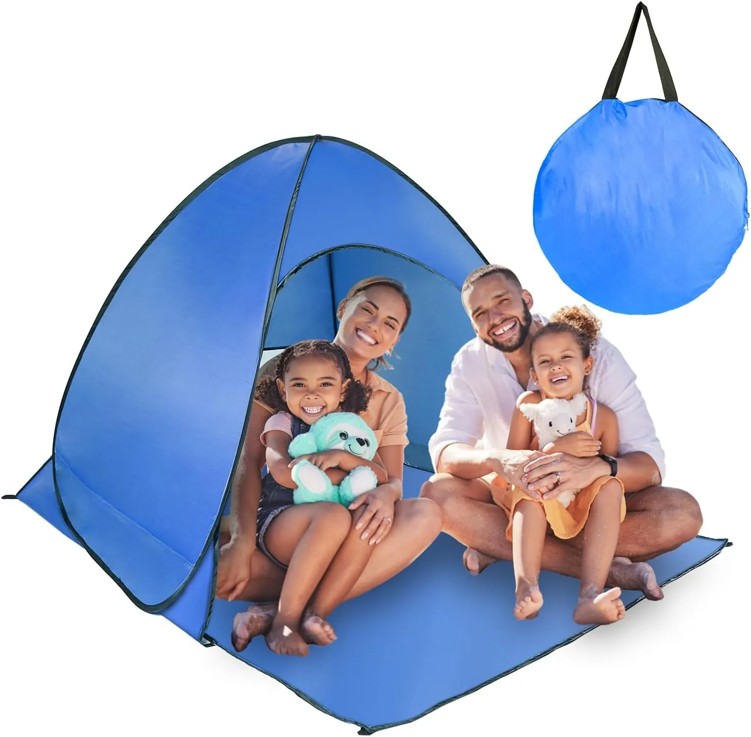 Beach Tent Pop Up Beach Tent Sun Shade Shelter Anti-UV Automatic Waterproof Tent Canopy for 2-3 Person w/Net Window Storage Bag for Outdoor Beach Camping Fishing Park