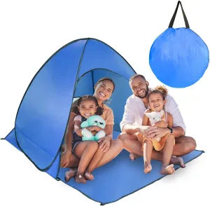 Beach Tent Pop Up Beach Tent Sun Shade Shelter Anti-UV Automatic Waterproof Tent Canopy for 2-3 Person w/Net Window Storage Bag for Outdoor Beach Camping Fishing Park
