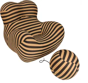 Bean Bag Chair - Memory Foam Bean Bag Chair for Adults, Comfy High-Resilience Single Sofa, Small Space Floor Chair, Chaise Lounge for Living Room, Bedroom (Black Yellow, Ball)