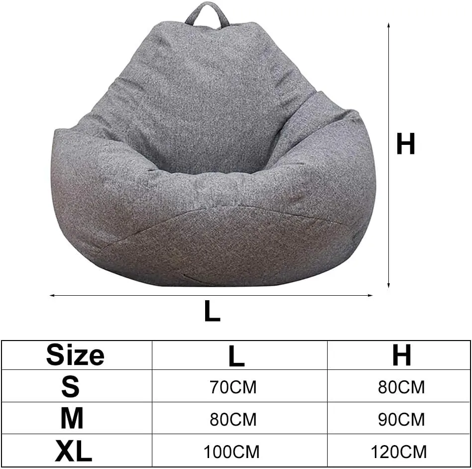 Bean Bag Chair Sofa Cover(No Filler),Comfortable Outdoor Lazy Seat Bag,Couch Cover without Filler for Adults Kids,Soft Tatami Chairs Covers Suitable for Home Garden Living Room (grey, Medium)