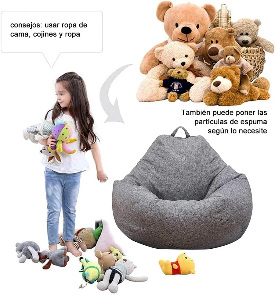 Bean Bag Chair Sofa Cover(No Filler),Comfortable Outdoor Lazy Seat Bag,Couch Cover without Filler for Adults Kids,Soft Tatami Chairs Covers Suitable for Home Garden Living Room (grey, Medium)