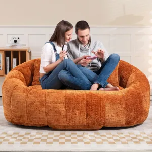Bean Bag Sofa, Giant Bean Bag Loveseat with Pillows, Floor Lounger for Adults, Lazy Sofa with Foam Padding for Indoor (Orange)