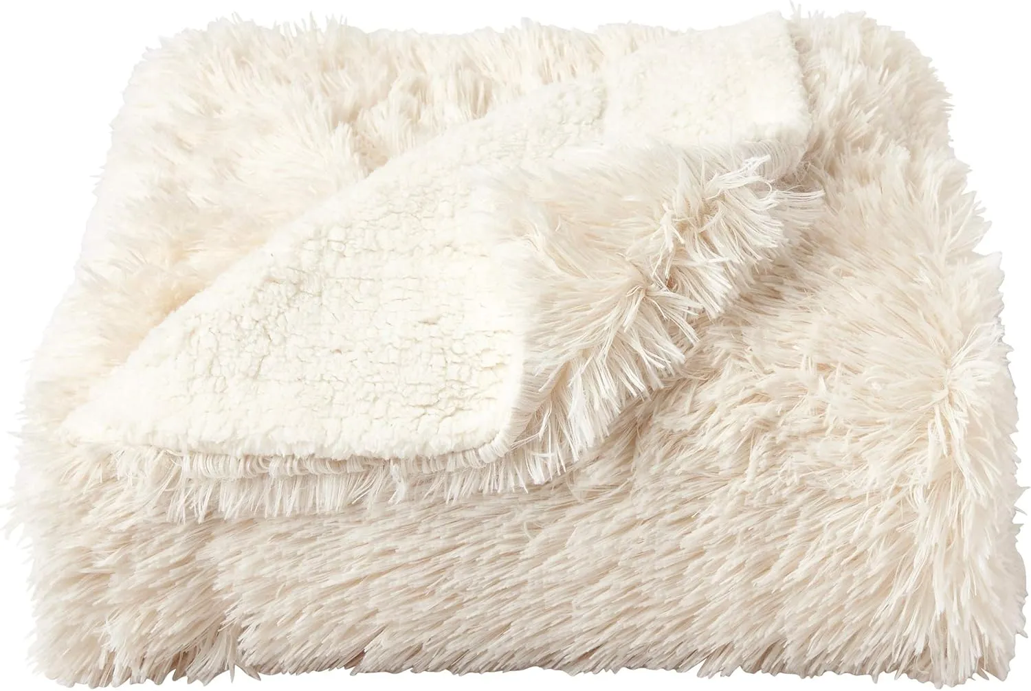 Bedford Home Long Pile Rabbit Sherpa Back-Luxurious, Soft, Hypoallergenic for Couch, Bed, D?cor-60?x70? in White Faux Fur Throw Blanket, 60? x 70