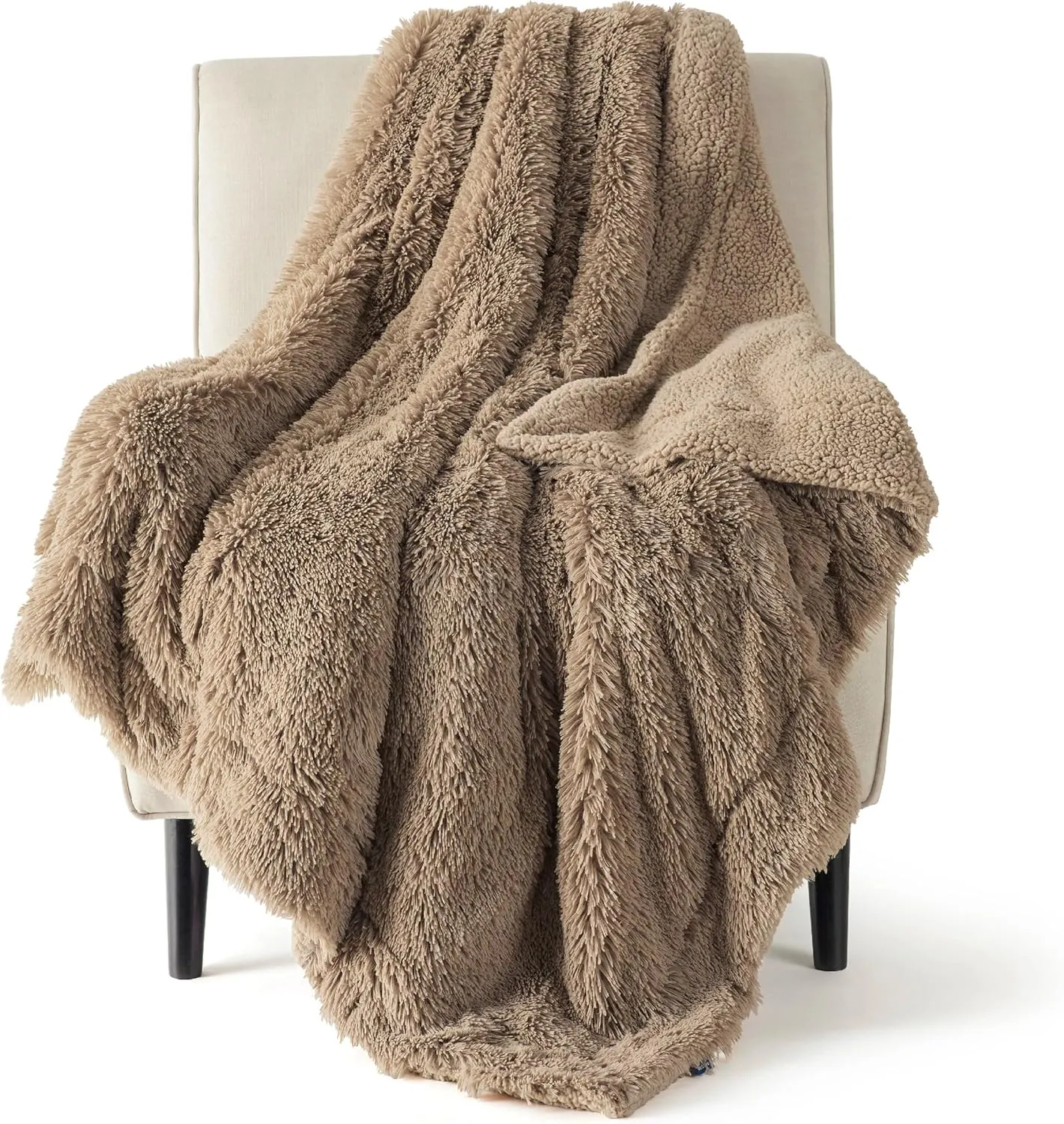 Bedsure Fluffy Brown Throw Blanket Gifts for Women, Men, Soft Fleece Cozy Fuzzy Sherpa Plush Warm Minky Thick Faux Fur Throws for Couch, Bed, Brown Decor House Blanket Gifts for Mom Dad, 50x60