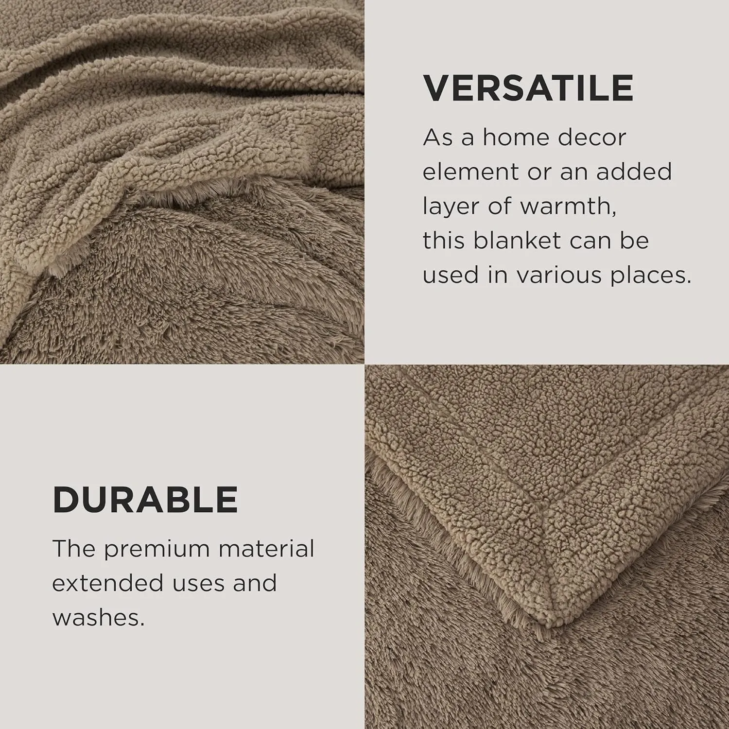 Bedsure Fluffy Brown Throw Blanket Gifts for Women, Men, Soft Fleece Cozy Fuzzy Sherpa Plush Warm Minky Thick Faux Fur Throws for Couch, Bed, Brown Decor House Blanket Gifts for Mom Dad, 50x60