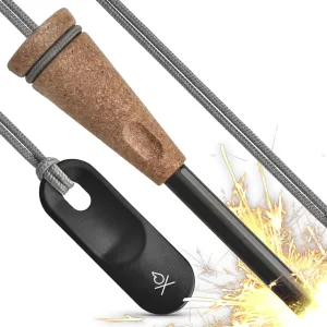 überleben Zünden PRO Ferro Rod Fire Starter for Survival – Up to 15,000 Strikes, 3/8" Thick Fire Steel with Striker – Waterproof Camping Flint and Steel with Wood Handle and Lanyard