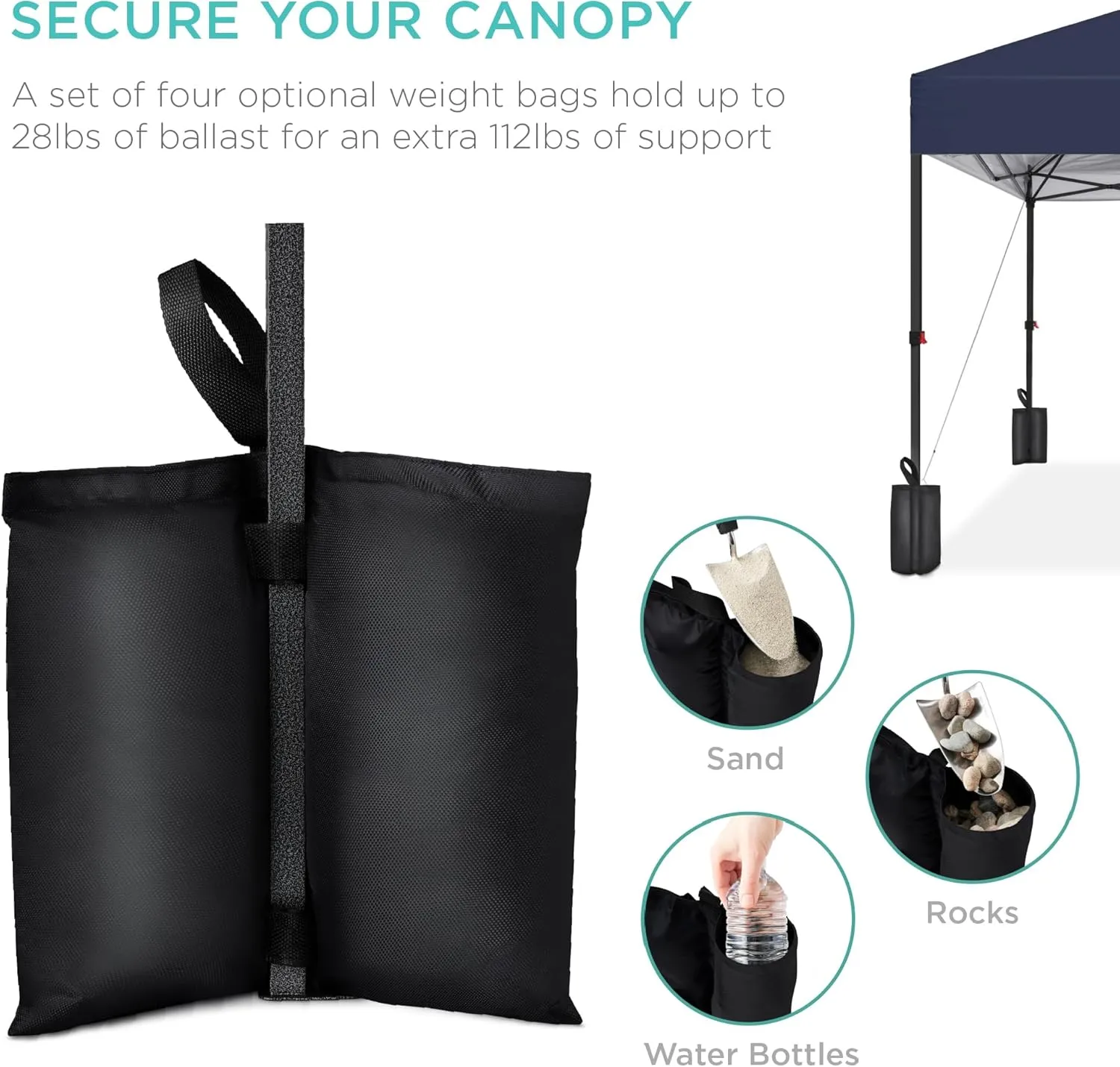 Best Choice Products 10x10ft 1-Person Setup Pop Up Canopy Tent Instant Portable Shelter w/ 1-Button Push, Case, 4 Weight Bags - Blue