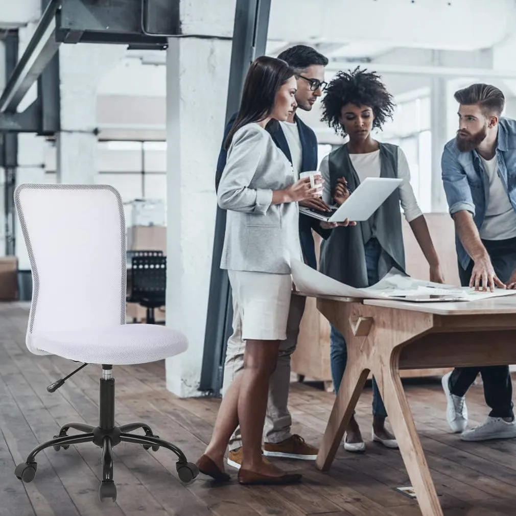 BestOffice Ergonomic Office Chair Desk Chair Mesh Computer Chair Armless Back Support Modern Executive Rolling Swivel Chair with Lumbar Support (White)