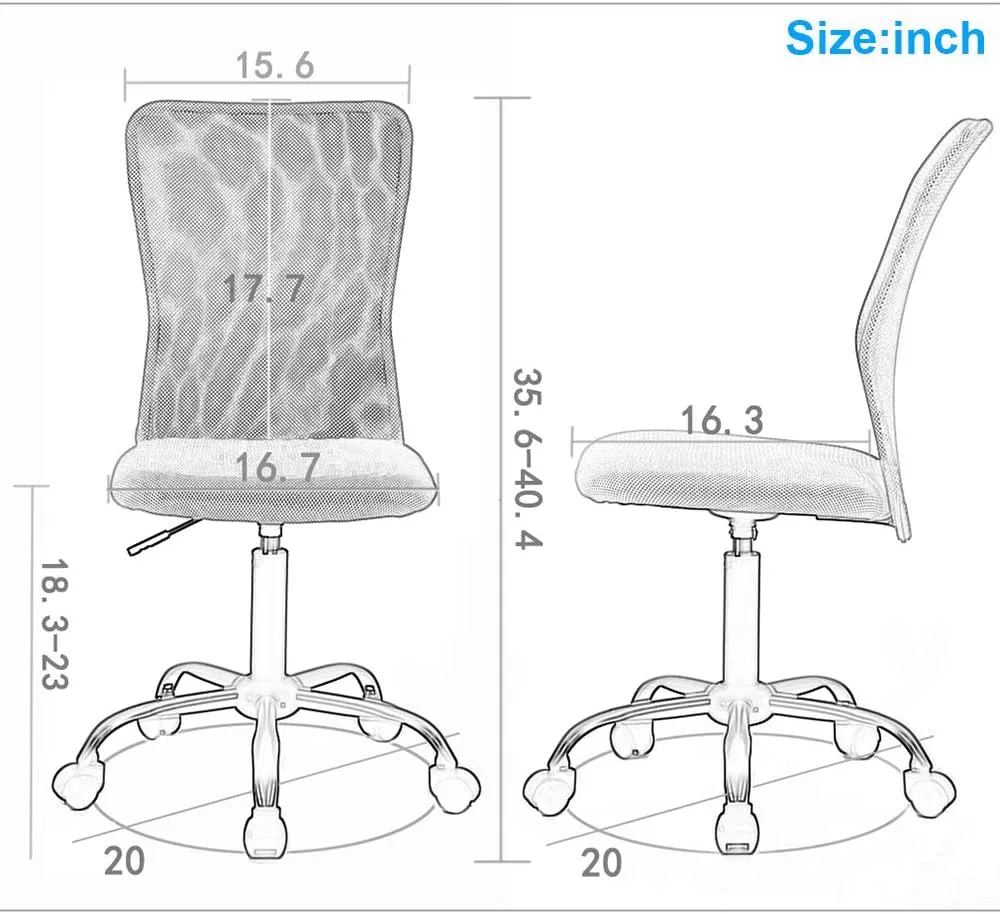 BestOffice Ergonomic Office Chair Desk Chair Mesh Computer Chair Armless Back Support Modern Executive Rolling Swivel Chair with Lumbar Support (White)