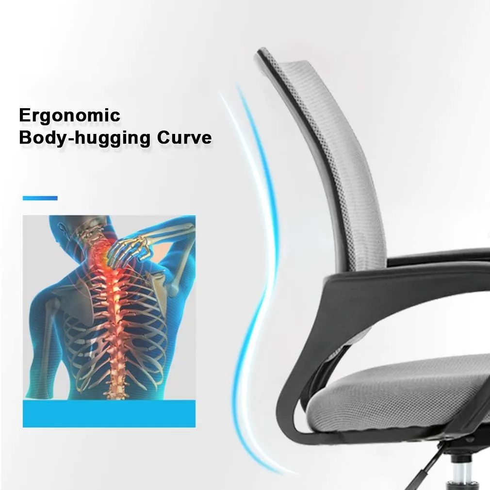 BestOffice Office Chair Ergonomic Cheap Desk Chair Mesh Computer Chair Lumbar Support Modern Executive Adjustable Stool Rolling Swivel Chair for Back Pain (Grey)