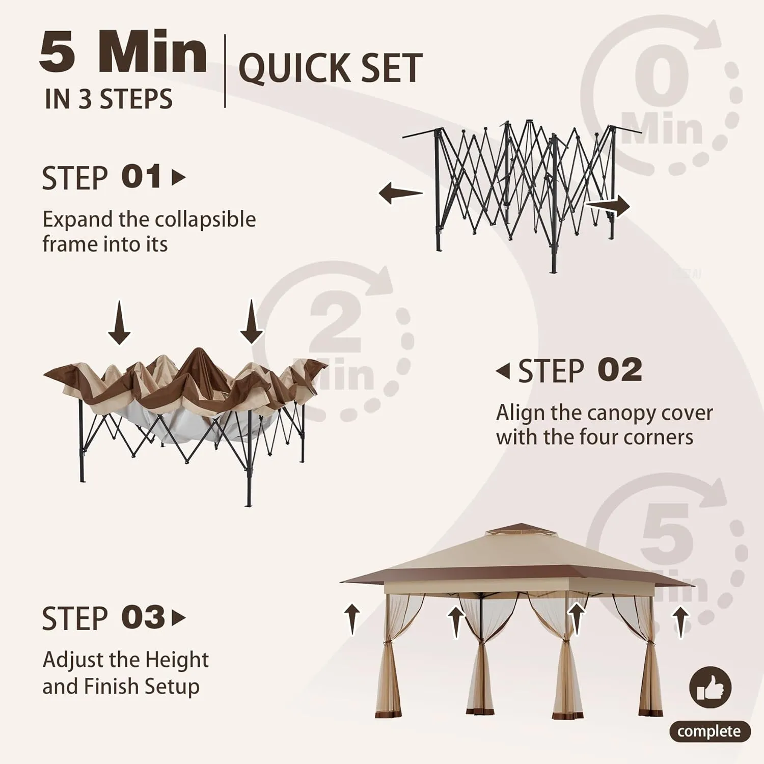 Bezeseller 13x13 Pop Up Gazebo Tent with Mosquito Netting – Quick Set Up, Water-Resistant Outdoor Canopy for Patio, Garden, Backyard, and More
