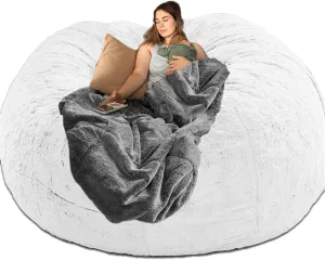 Big Huge Giant Bean Bag Chair Cover for Adults, (No Filler) Machine Washable Covers Bean Bag Chairs in Multiple Sizes and Colors Giant Foam-Filled Furniture Filled Furniture (White, 5FT)