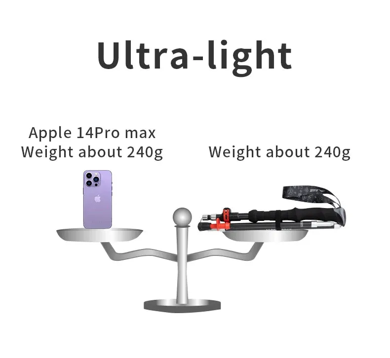BISINNA 1pcs/2pcs Folding Trekking Poles Carbon Fiber Collapsible Telescopic Sticks Lightweight Walking Stick Hiking Climbing