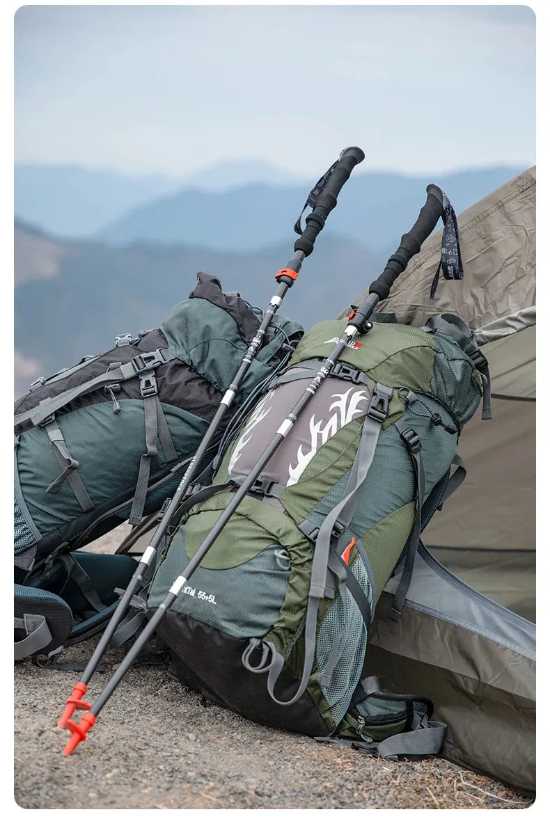 BISINNA 1pcs/2pcs Folding Trekking Poles Carbon Fiber Collapsible Telescopic Sticks Lightweight Walking Stick Hiking Climbing