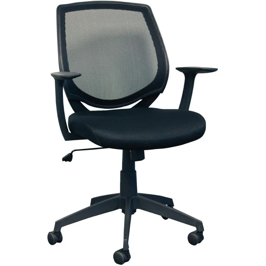 Black Mesh Low Back Office Chair, with Upholstered Seat