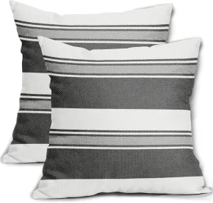 Black White Grey Gray Striped Pillow Covers 20x20 Set of 2 Boho Stripe Print Patterned Decorative Outdoor Pillowcases Modern Farmhouse Throw Cushion Case Couch Sofa Bed Decor