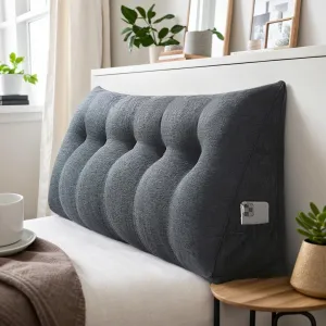 Bolster Headboard Pillow, Triangular Wedge Pillow Headboard Positioning Support While Reading And Resting, Reading Pillow for Sitting with Removable Cover,A-Twin