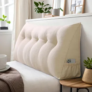 Bolster Headboard Pillow, Triangular Wedge Pillow Headboard Positioning Support While Reading And Resting, Reading Pillow for Sitting with Removable Cover,F-Twin