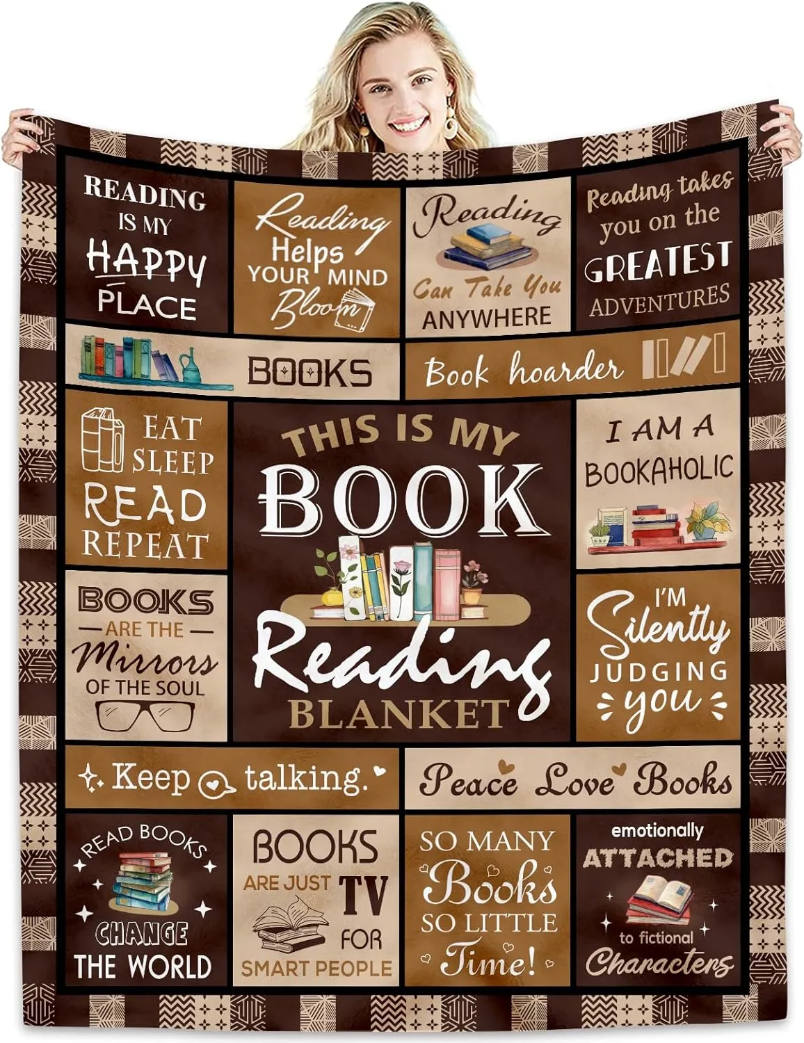 Book Lovers Gift Blanket 50" X 60" - Best Gifts for Readers - Librarian, Book Club Throw for Bookworms - Book Accessories and Stuff - Bookish Literary Present Ideas - Reading Throws