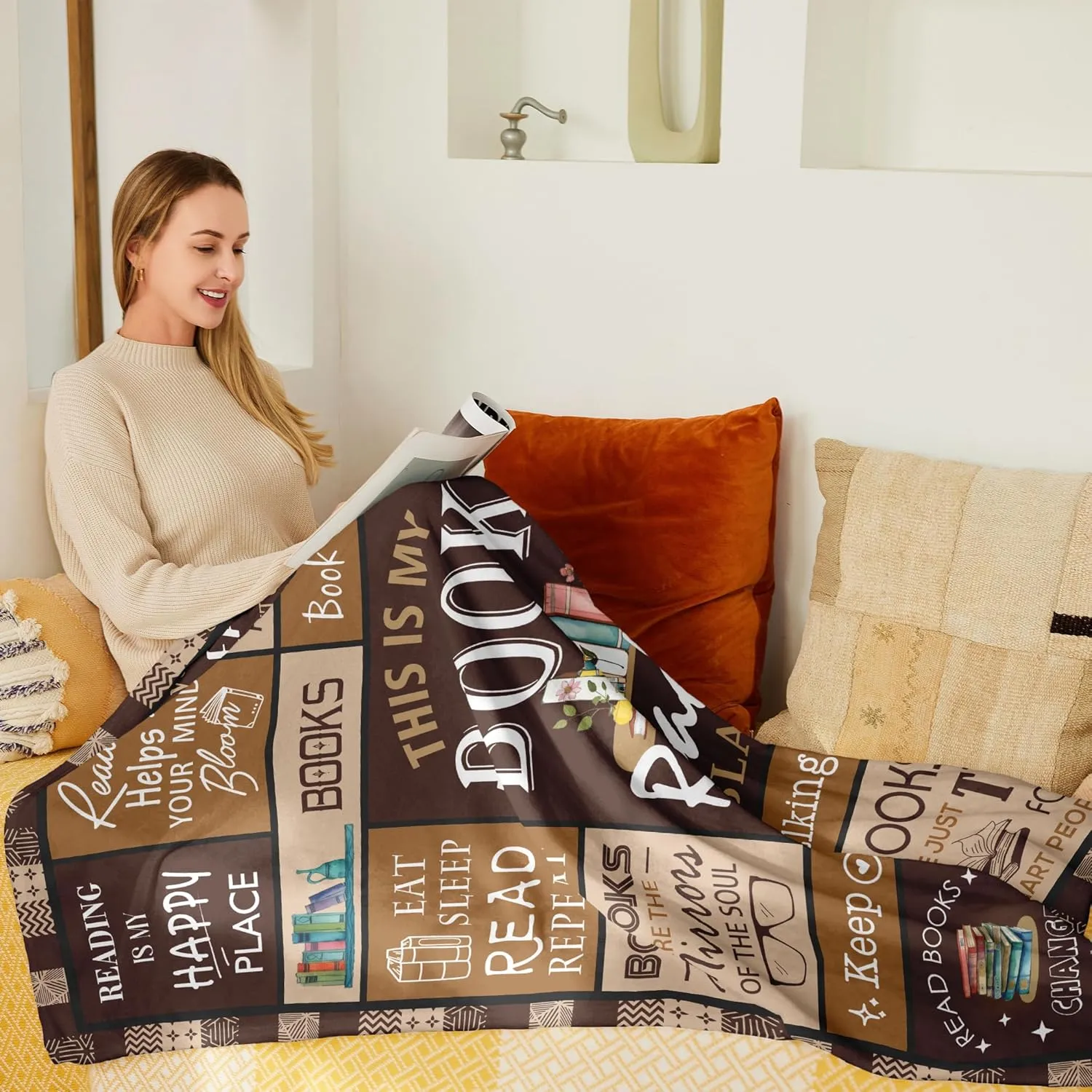 Book Lovers Gift Blanket 50" X 60" - Best Gifts for Readers - Librarian, Book Club Throw for Bookworms - Book Accessories and Stuff - Bookish Literary Present Ideas - Reading Throws