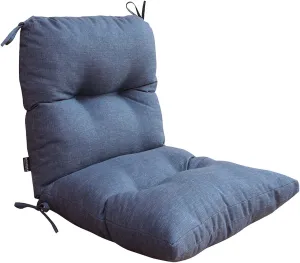 BOSSIMA Outdoor Indoor High Back Chair Tufted Cushions Comfort Replacement Patio Seating Cushions Denim Blue