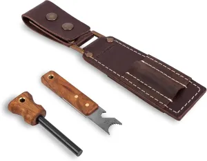 BPS Knives - Premium Ferro Rod Fire Starter Survival Tool with Scraper and Leather Case - Fire Striker for Survival - Flint and Steel Fire Starter Kit - 10,000-20,000 Strikes