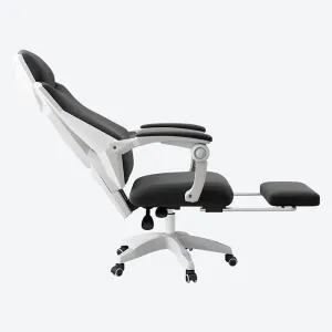 Breathable mesh Office Chair with Pulley Bracket,Ergonomic Adjustable Desk Chair with armrests, for Office, Dormitory, Home Gift (Color : White) (White)