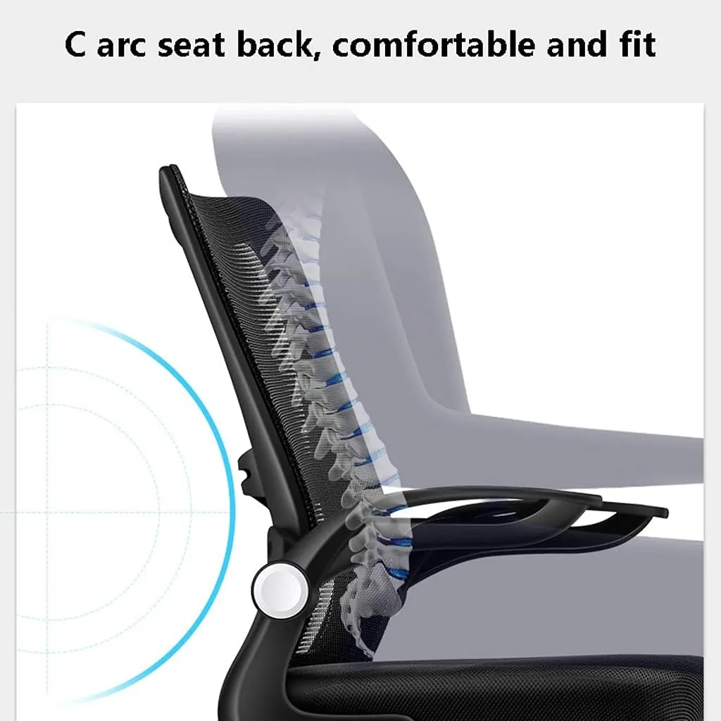 Breathable Office Chair with Pulley Bracket,Ergonomic mesh Adjustable Desk Chair with armrests, for Office, Dormitory, Home Unique (Blue)