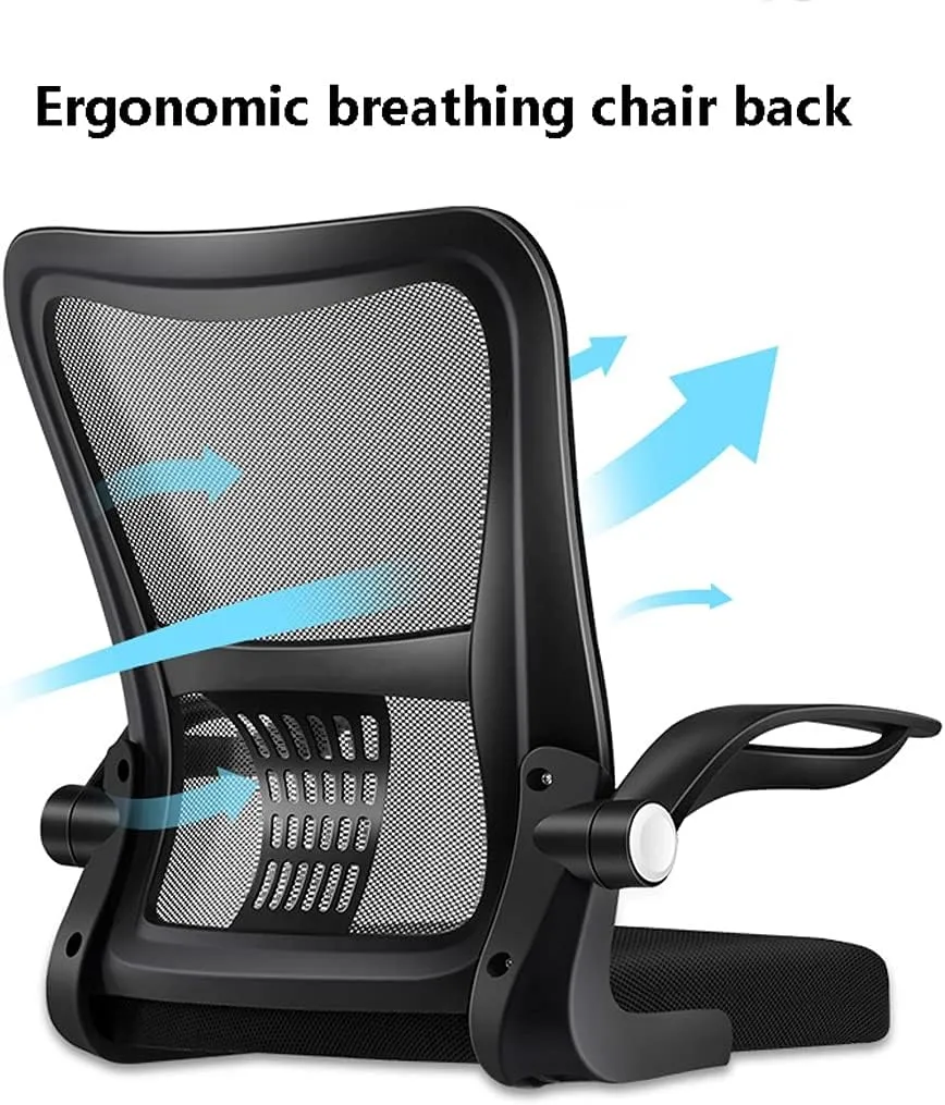 Breathable Office Chair with Pulley Bracket,Ergonomic mesh Adjustable Desk Chair with armrests, for Office, Dormitory, Home Unique (Blue)