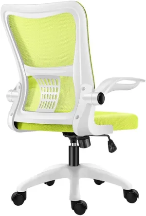 Breathable Office Chair with Pulley Bracket,Ergonomic mesh Adjustable Desk Chair with armrests, for Office, Dormitory, Home Unique (Yellow)