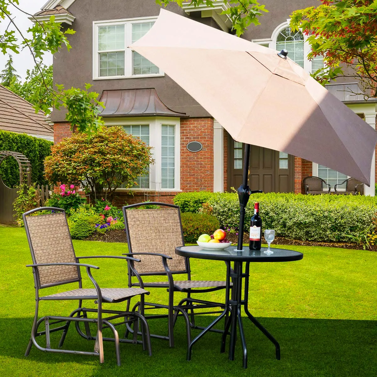 Brown Metal Outdoor Rocking Chair (Set of 2)