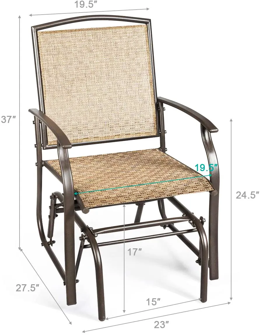 Brown Metal Outdoor Rocking Chair (Set of 2)