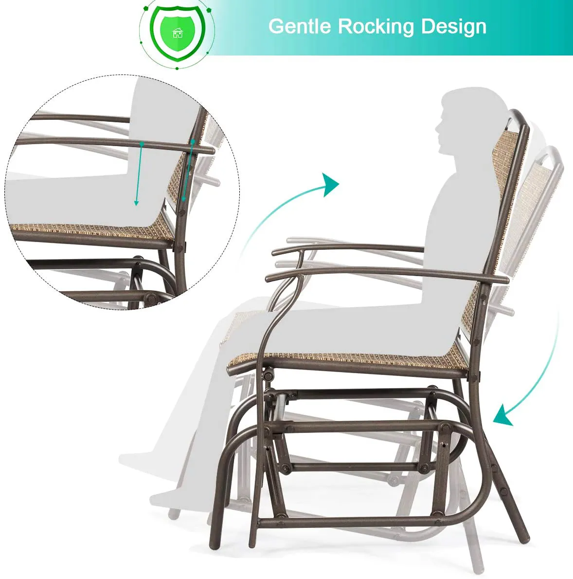Brown Metal Outdoor Rocking Chair (Set of 2)