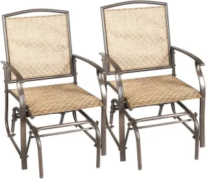 Brown Metal Outdoor Rocking Chair (Set of 2)