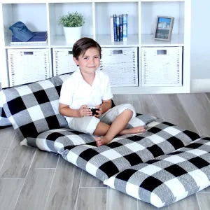 Butterfly Craze Floor Pillow Case, Mattress Bed Lounger Cover, Black/White, King Size - Cozy Seating Solution for Kids & Adults, Recliner Cushion, Perfect for Reading, TV Time (Pillow Not Included)