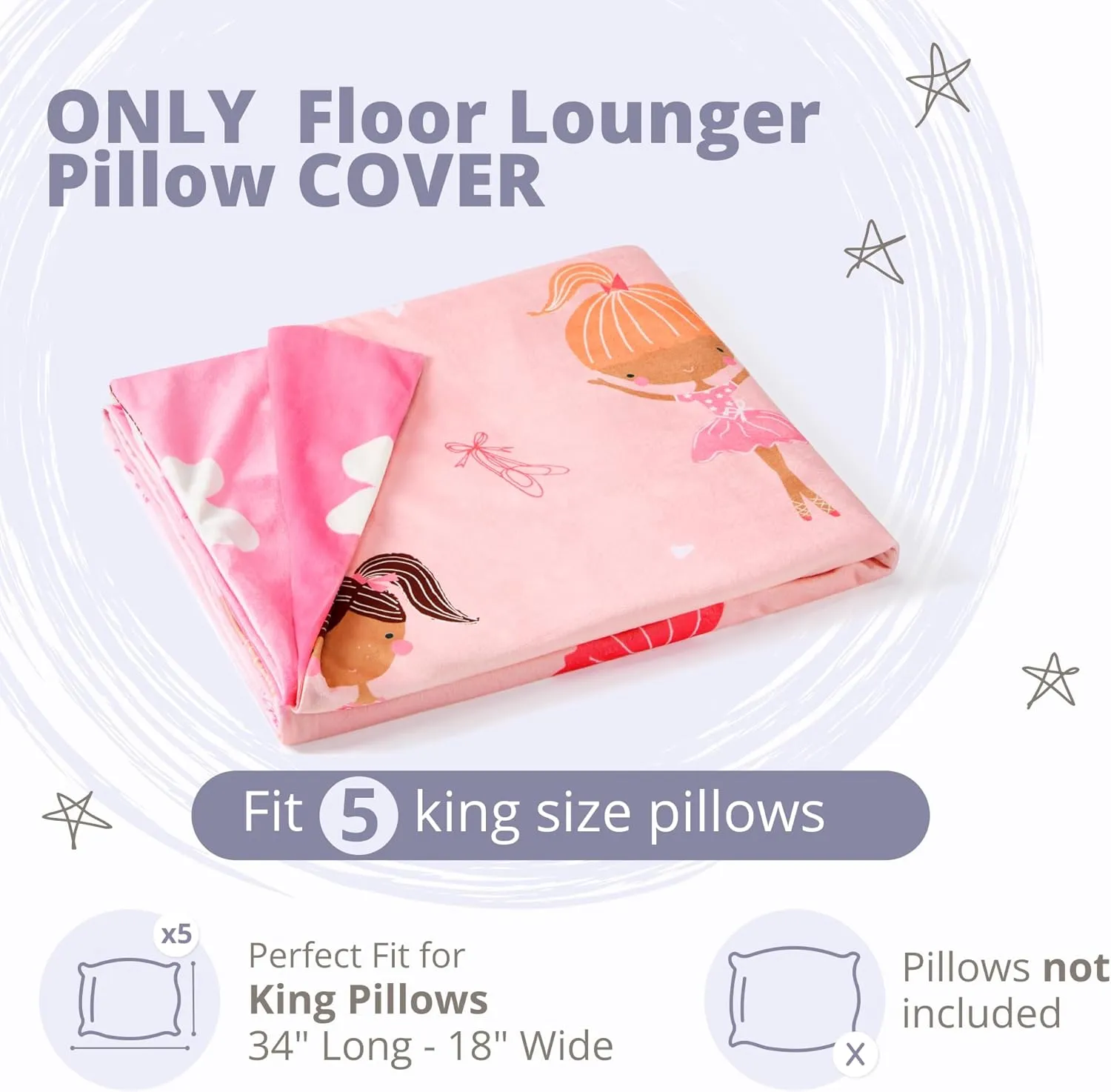 Butterfly Craze Floor Pillow Case, Mattress Bed Lounger Cover, Black/White, King Size - Cozy Seating Solution for Kids & Adults, Recliner Cushion, Perfect for Reading, TV Time (Pillow Not Included)