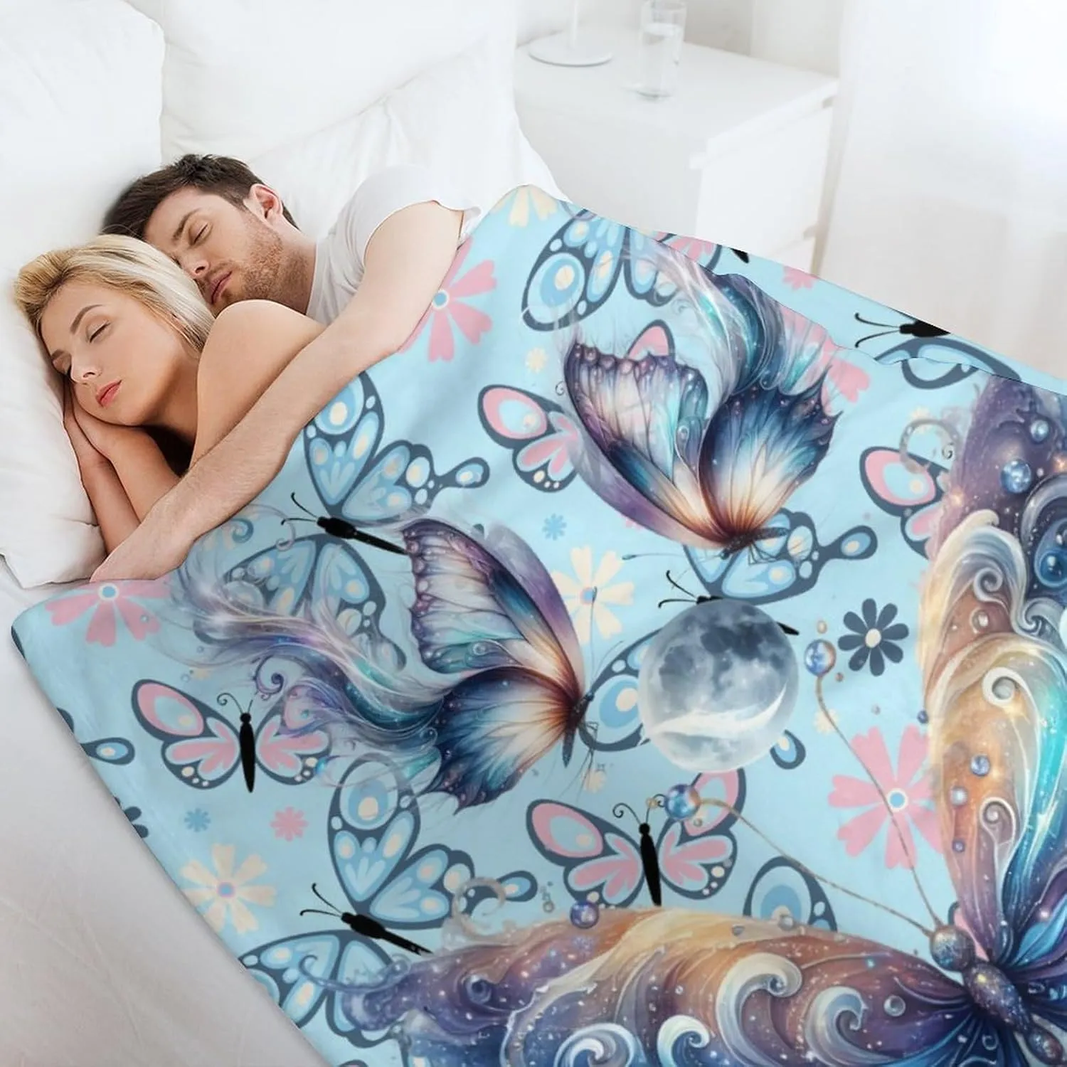 Butterfly Throw Blanket - Soft Flannel for Girls Boys Kids and Butterfly Lovers - Warm All Season Lap, Chair, Sofa Blanket - 50"x40"