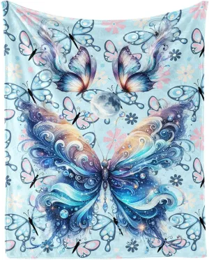 Butterfly Throw Blanket - Soft Flannel for Girls Boys Kids and Butterfly Lovers - Warm All Season Lap, Chair, Sofa Blanket - 50"x40"
