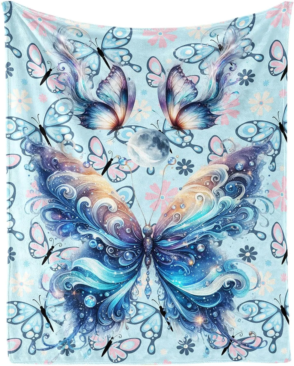 Butterfly Throw Blanket - Soft Flannel for Girls Boys Kids and Butterfly Lovers - Warm All Season Lap, Chair, Sofa Blanket - 50"x40"